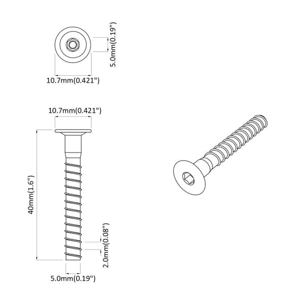 Konfirmationsskruvar 12 pcs Silver Ø5 x 40 mm Metall