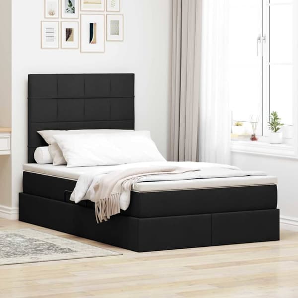 Förvaringssäng med madrass Svart 120 x 200 cm Polyester