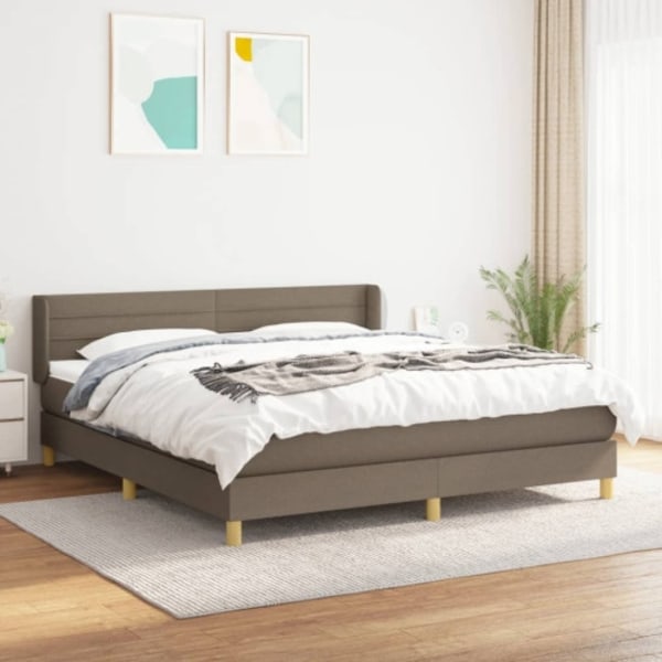 Ramsäng med madrass taupe 160x200 cm tyg