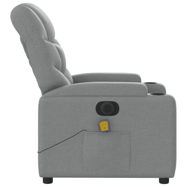 Elektrisk massagefåtölj ljusgrå tyg