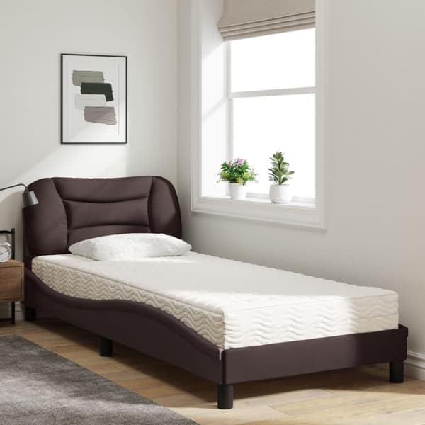 Bed with Mattress "Hvar" Dark Brown 90x190 cm Fabric