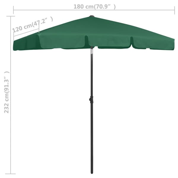 Strandparasoll grön 180x120 cm