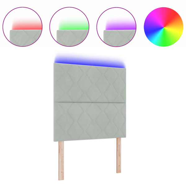 LED huvuddyna Ljusgrå 100 cm Sammet