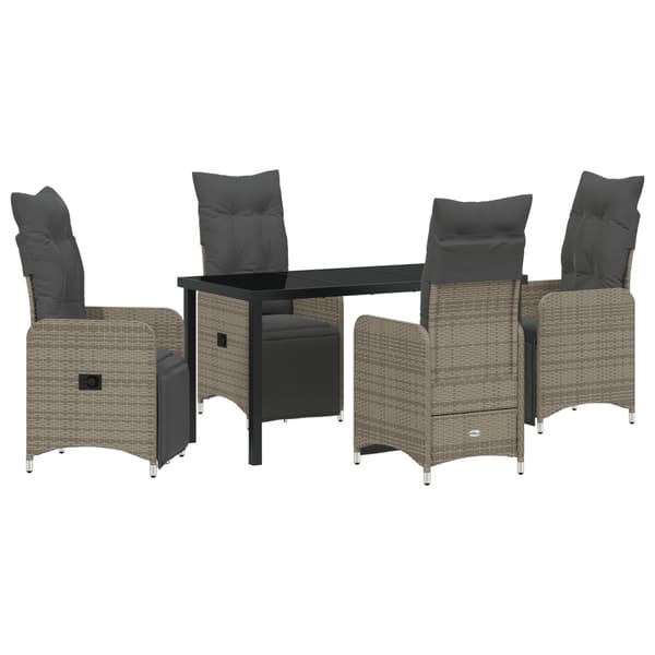 Trädgårdsmöbelset 5 pcs Grå konstrotting