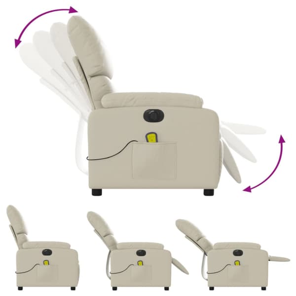 Elektrisk massagefåtölj gräddvit konstläder