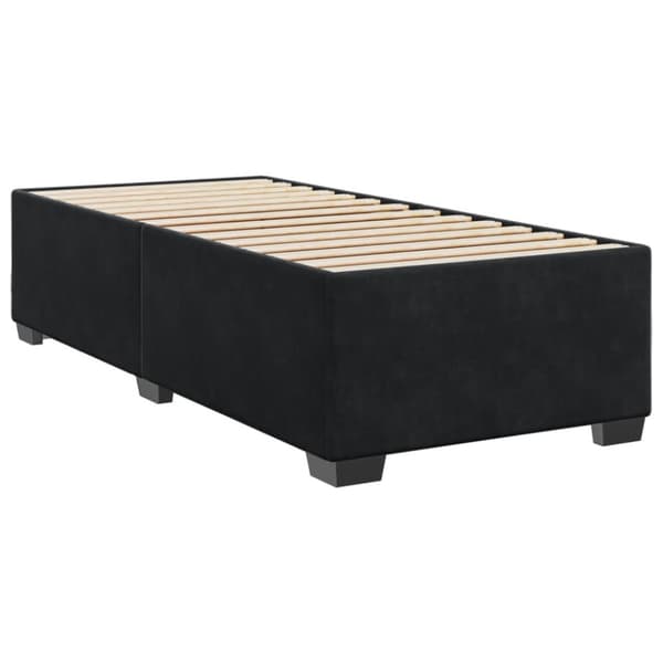 Ramsäng med madrass svart 90x190 cm sammet