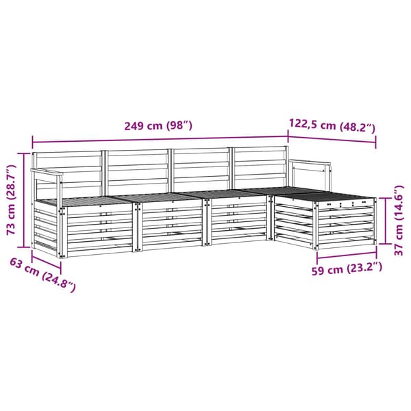Utomhussoffset 5 pcs Naturfärg
