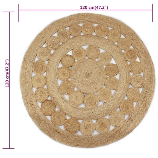 Jutematta flätad design rund 120 cm
