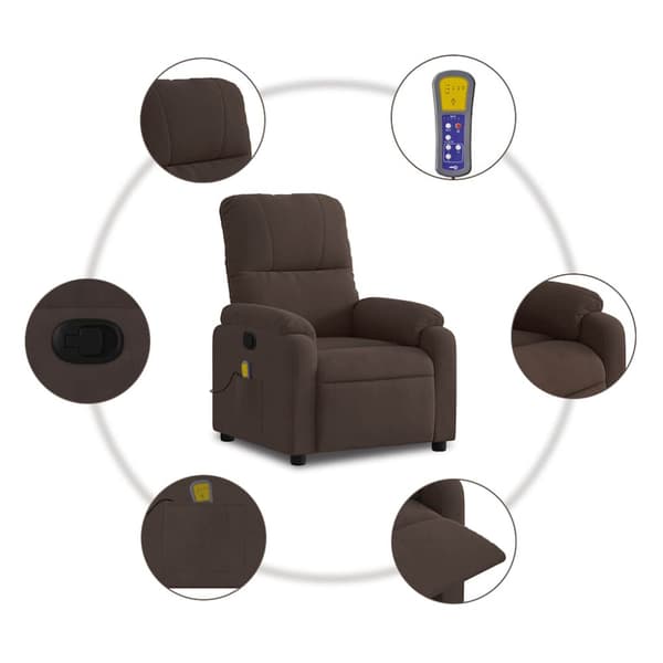 Massagefåtölj brun mikrofibertyg