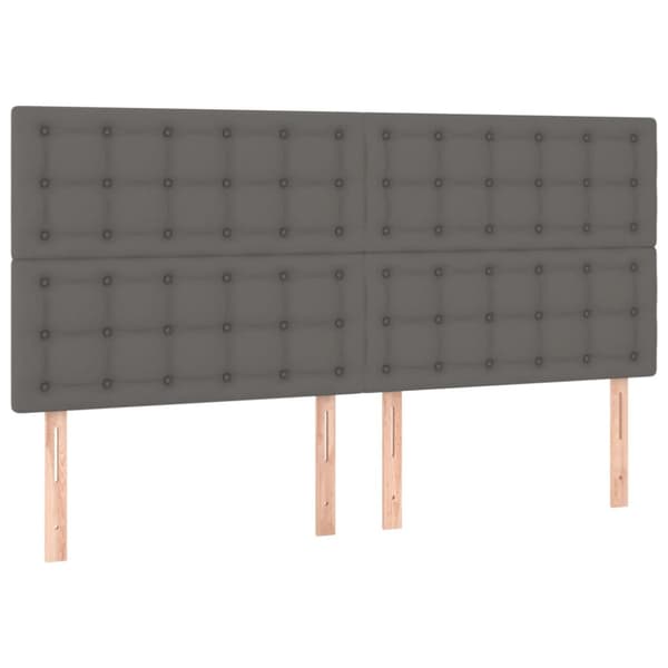 Ramsäng med madrass grå 180x200 cm konstläder
