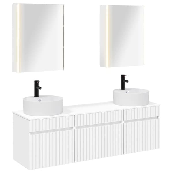 Badrumsskåpsset 5 pcs Vit 53 x 15,5 x 70 cm Konstruerat trä