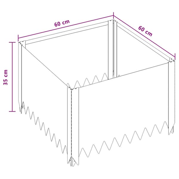 Kant för gräsmatta 4 pcs 60 x 60 x 35 cm Stål Rostig