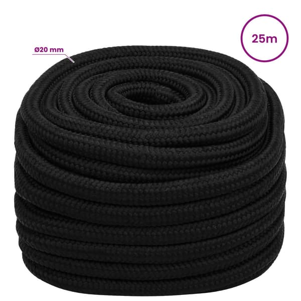 Mångsidigt bruksrep 20 mm 25 m Svart Polyester