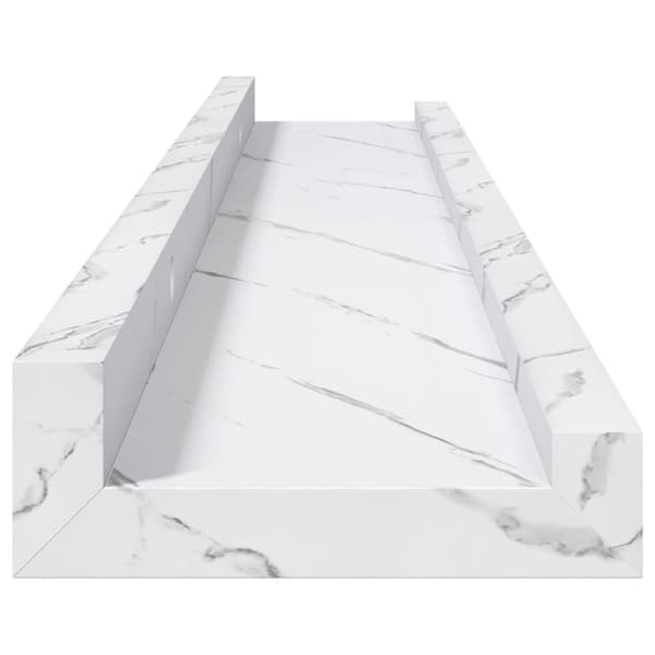 Vägg hylla Väggmonterat 4 pcs Vit marmor 60 x 9 x 3 cm
