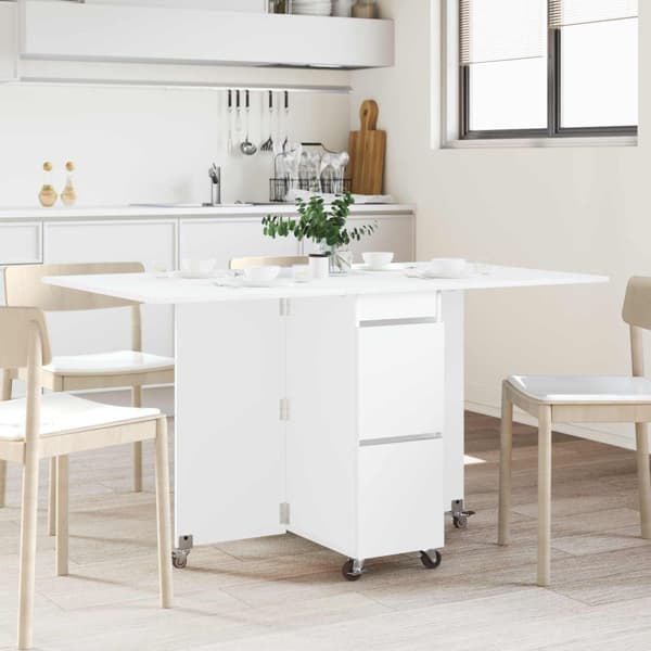 Matbord 2 pcs 140 x 80 x 77 cm Konstruerat trä Vit Rektangulär