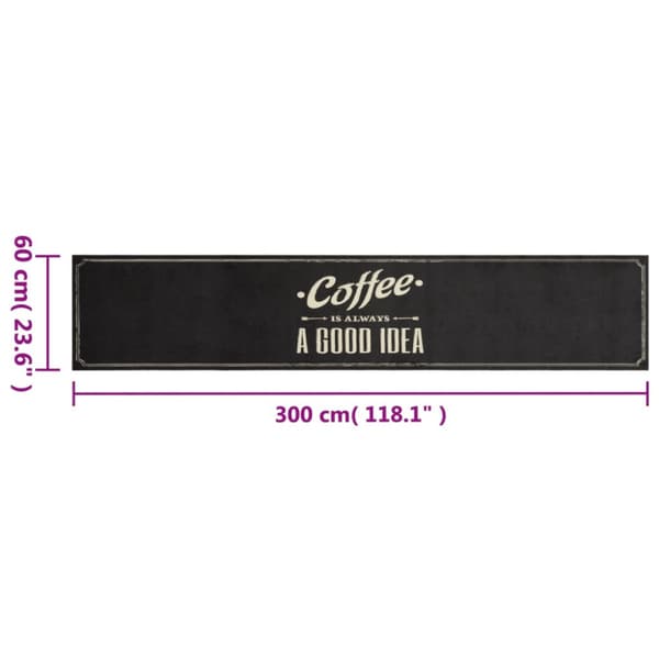 Köksmatta maskintvättbar text Coffee 60x300 cm sammet