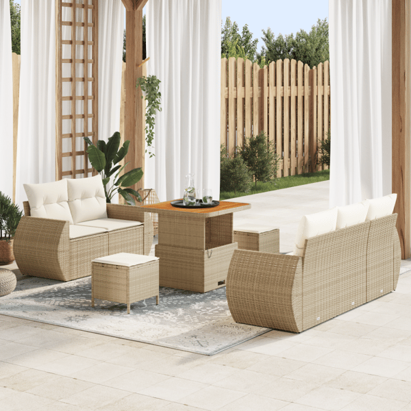 Trädgårdsoffset 8 st 5-Antal sittplatser Beige och gräddfärgad