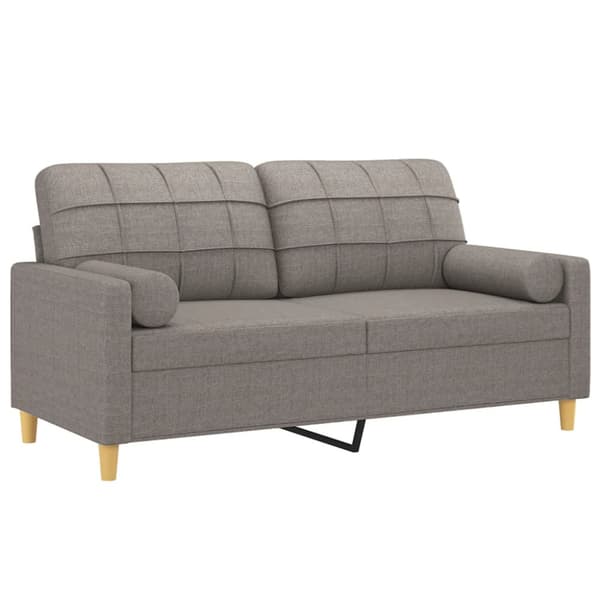 2-sits soffa med prydnadskuddar taupe 140 cm tyg