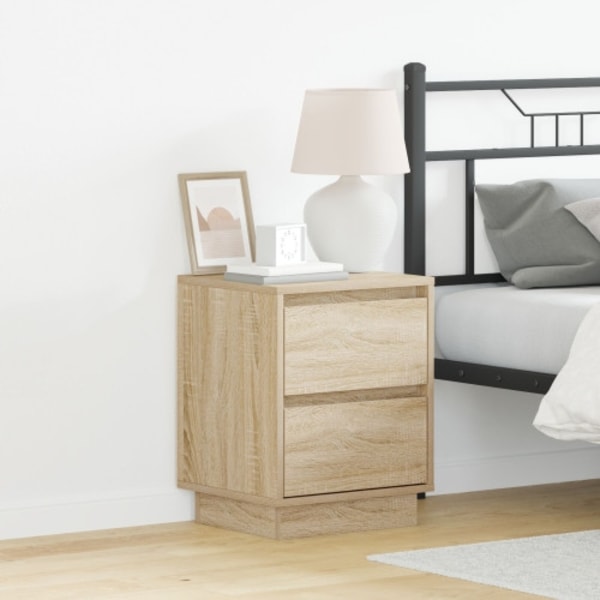 Sängbord med LED-lampor Sonoma Ek 39x34.5x50 cm