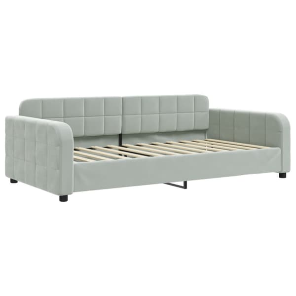 Dagbädd med madrass ljusgrå 100x200 cm sammet
