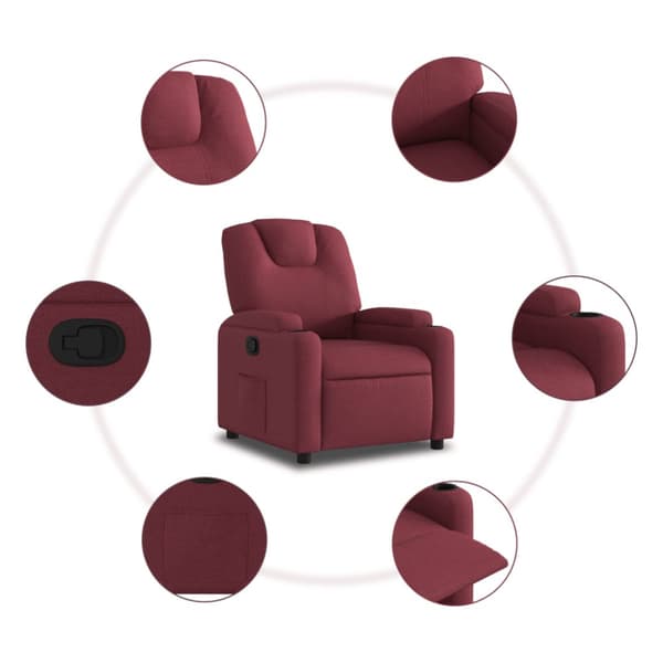 Reclinerfåtölj vinröd tyg