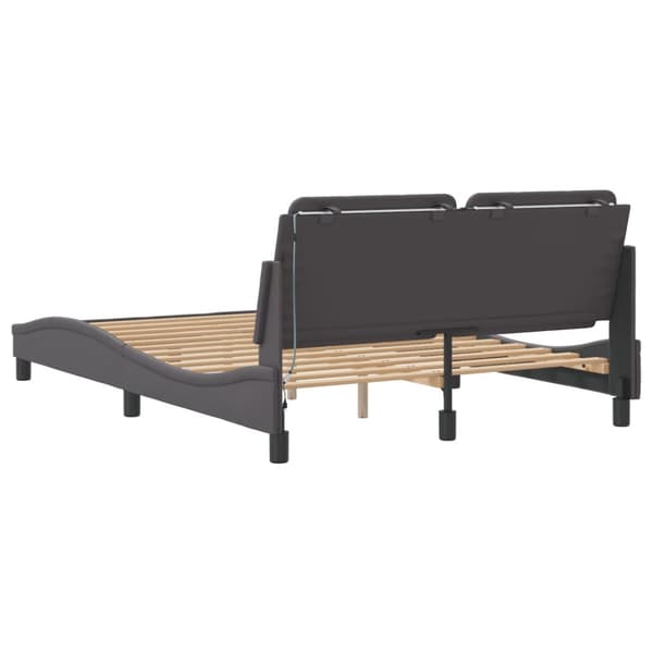Bed Frame with LED without Mattress "Zadar" Grey 140x200 cm