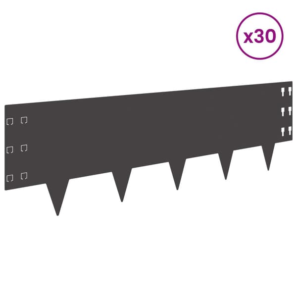 Kant för gräsmatta 30 pcs 100 x 30 cm Stål Svart