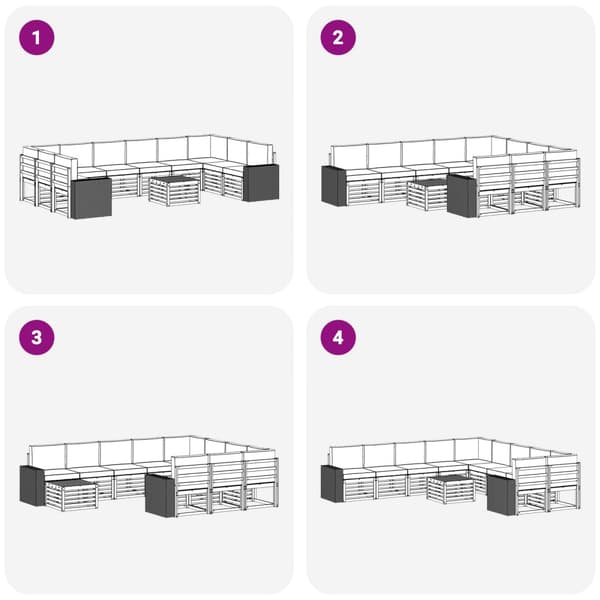 Utomhussoffset med kudde 11 pcs Naturlig och Antracit Polyester