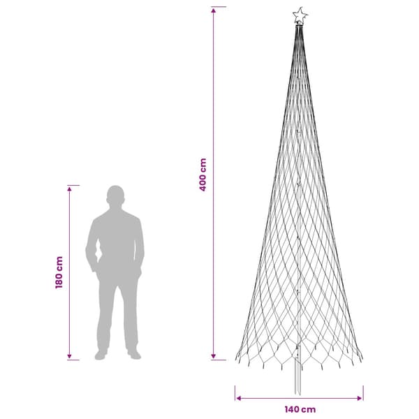LED Julgran 400 cm 450 LED-lampor Blå Järn Svart