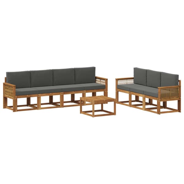 Utomhussoffset med kudde 8 pcs Naturlig och Antracit Polyester