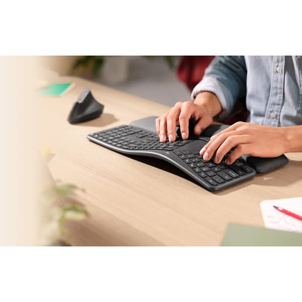 Logitech Ergo K860 tangentbord Trådlös RF + Bluetooth QWERTY Nordic grafit