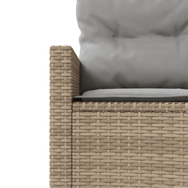 Trädgårdssoffa med dynor rund beige konstrotting