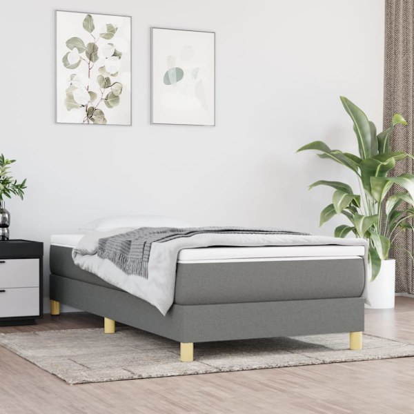 Boxspring-sängram mörkgrå 90x200 cm tyg