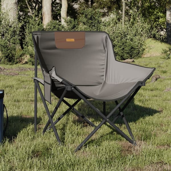 Campingstolar med ficka fällbar 2 st grå