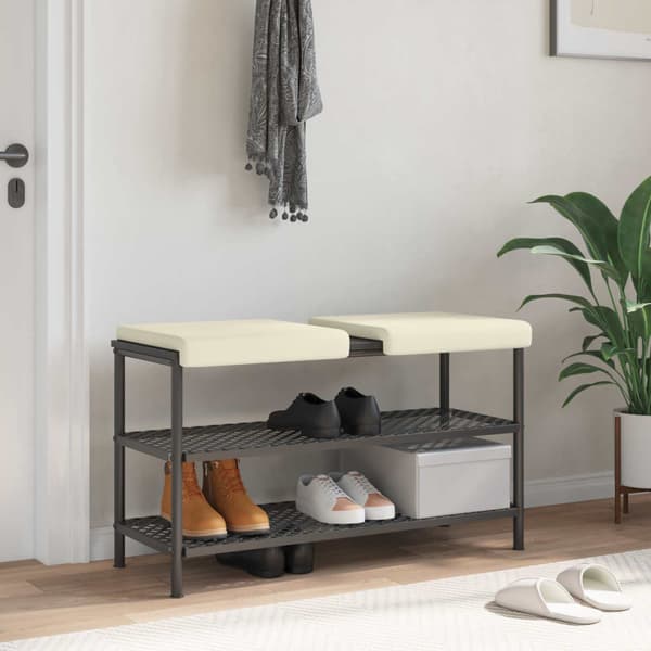 Bänk kudde 2 st Texturerad Sammet Gräddvit Djup 35 cm