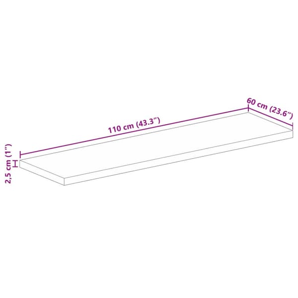 Bordsskiva 110x60x2,5 cm rektangulär massiv akacia