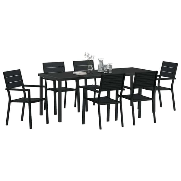Trädgårdsmöbelset 7 pcs Svart Pulverlackerat stål