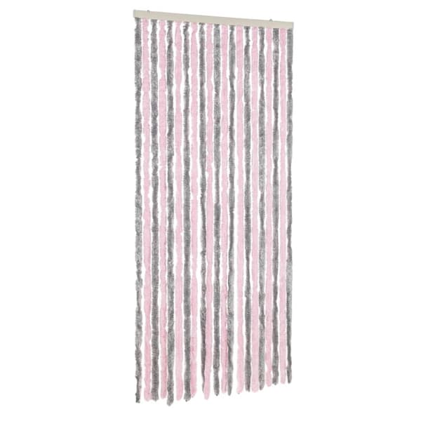 Insektsgardin silvergrå och rosa 90x200 cm chenille