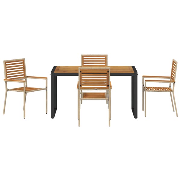 Trädgårdsmöbelset 5 pcs Beige och brun konstrotting