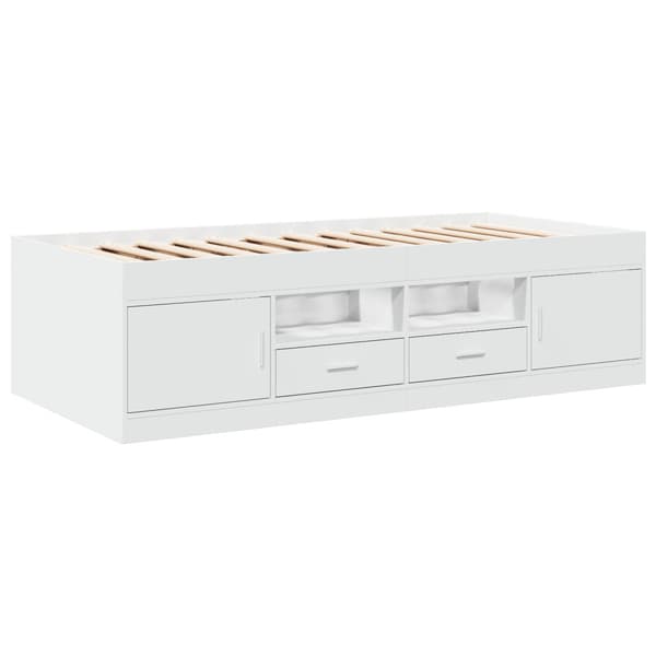 Sängram med förvaring med låda Vit 80 x 200 cm Konstruerat trä