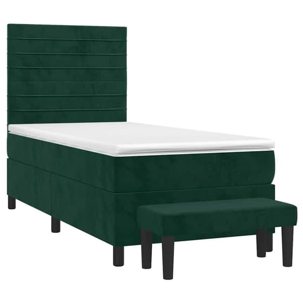 Ramsäng med madrass mörkgrön 90x190 cm sammet