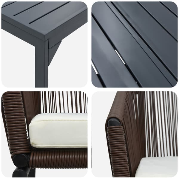 Trädgårdsmöbelset 7 pcs Brun konstrotting