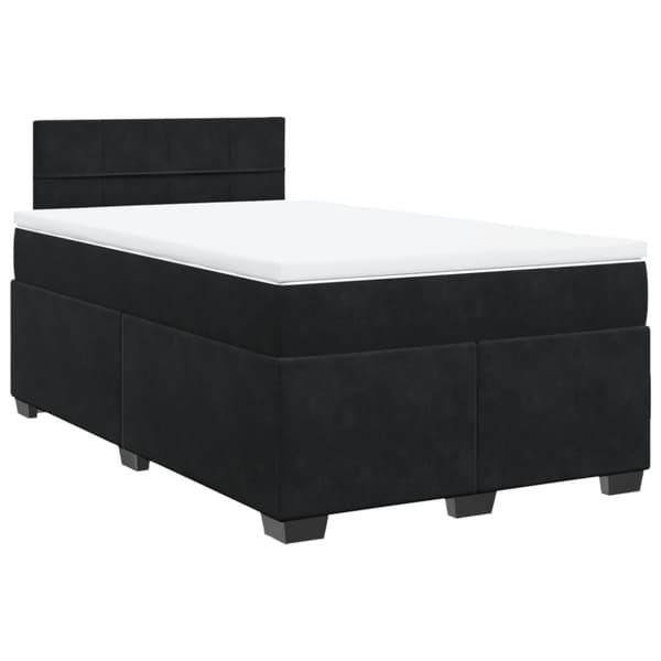 Ramsäng med madrass svart 120x200 cm sammet