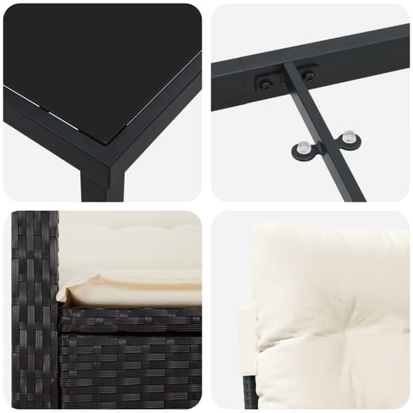 Trädgårdsmöbelset med kudde 9 pcs Svart konstrotting