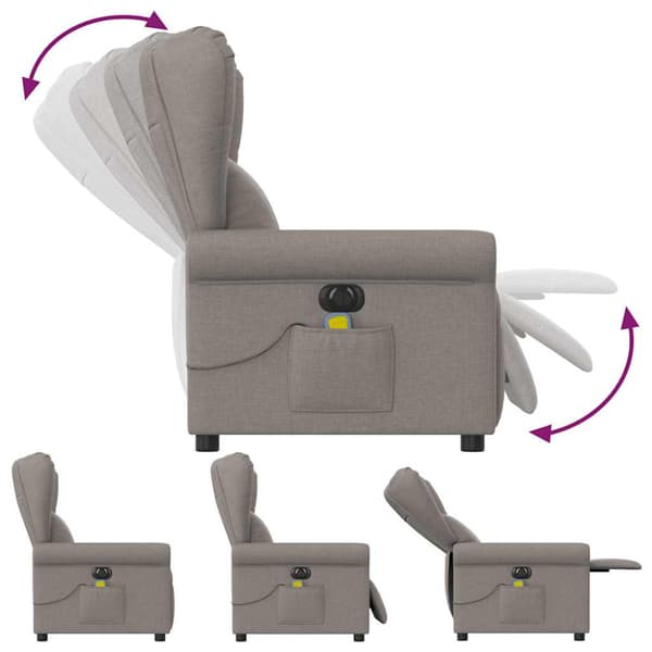 Elektrisk massagefåtölj taupe tyg