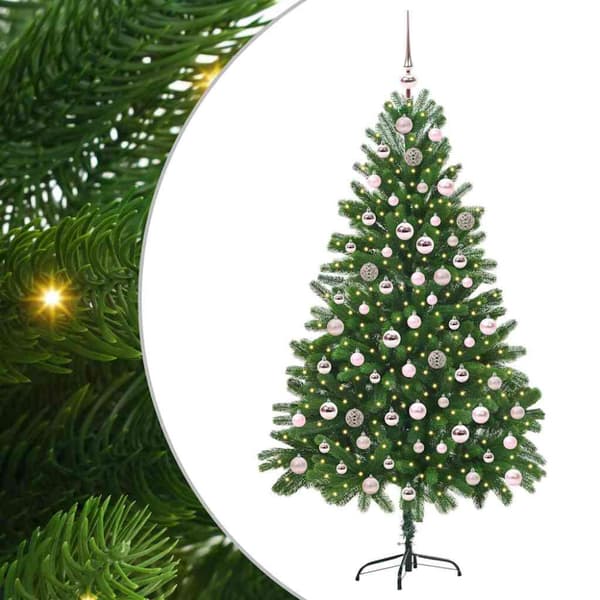 Julgran med 300 LED-lampor med stativ Grön 210 cm PE