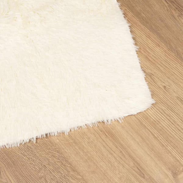 Ryamatta med lång lugg NAVARRA gräddvit 120x170 cm polyester