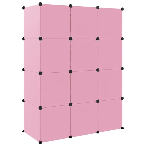 Kubformade förvaringsskåp för barn 12 kuber rosa PP