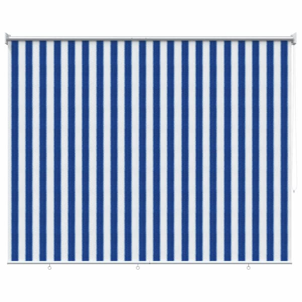 Utomhus Rullgardin 90% UV Block Blå och Vit Rand 220 x 230 cm