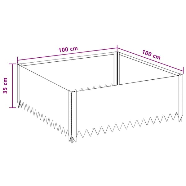 Kant för gräsmatta 4 pcs 100 x 100 x 35 cm Stål Silver